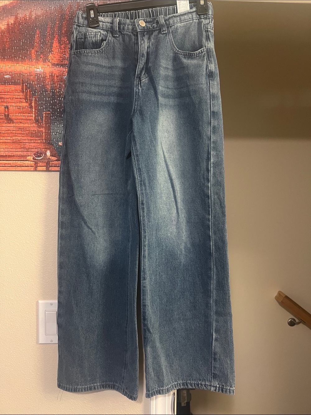 SHEIN Girls Blue Wide Leg Jeans